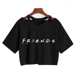 Women's T Shirts Fashion Friends Tv Show Funny Cartoon Shirt Graphic Harajuku Sexy Cropped Top Y2k Aesthetic Clothes