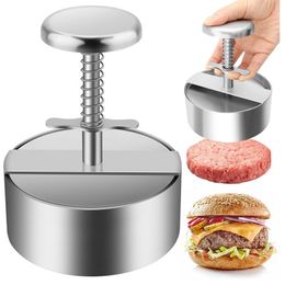 Meat Poultry Tools Stainless Steel Non Stick Round Manual Hamburger Patty Maker Press Rice Pork Beef Ball Mold Adjusted Kitchen Accessories 230620