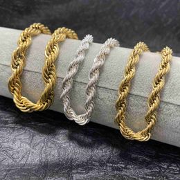 Wholesale 2mm 4mm 5mm 10mm Chunky Chain Choker 14k 18k Gold Plated Stainless Steel Twisted Rope Chain Necklace for Men Women