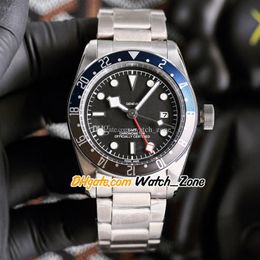 42mm Date GMT Asian 2813 Automatic Mens Watch Black Dial M79830RB Blue Black Bezel Stainless Steel Bracelet Gents Watch WatchZone 254M