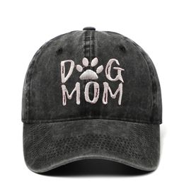 Ball Caps DOG MOM White Lettering Embroidered Baseball Cap Cotton Washed Man Outdoor Casual Sports Couple Black Wine Red Sunshade Hat 230620