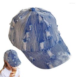 Berets Kids Baseball Washed Hat Breathable Adjustable Unisex Demin Ball Fit Head Circumference 18.9-20.5 Inch For Aged 2-7