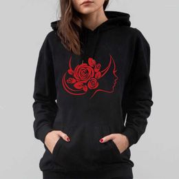 Kadın Hoodies Kadın Moda Gül Çiçeği Baskı Üstleri Uzun Kollu Kadın Kazak Harajuku Street Giyim Sisterleri Kıyafetler