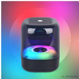 Mini Speakers True Wireless Stereo Speaker With Transparent Design Breathing Led Light Bluetooth 5.0 Card Aux Audio Input New Mini R230621