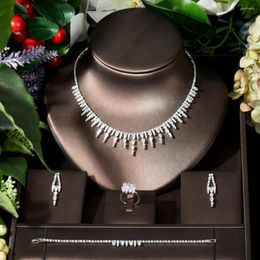 Necklace Earrings Set Fashion Beauty Nigeria CZ Crystal Wedding Bridal For Accessories Geometric Earring Sets N-414