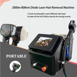 Portable triplewave 755nm 808nm 1064nm 10.4inch screen diode laser hair removal machine