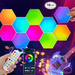 1-24 PCS 5V USB APP USB LED Hexagonal Night Light For Indoor Home DIY Decoration Creative RGB Decor Atmosphere Wall Lamps