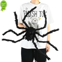 New 30/50cm/75cm/90cm Big Black Plush Spider Halloween Party Decorations for Home Bar Haunted House Horror Props Spider Web Kids Toy