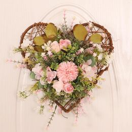 Decorative Flowers Artificial Flower Wreath Mother's Day Floral Rattan Front Door With Large Wedding Battery Christmas Outdoor