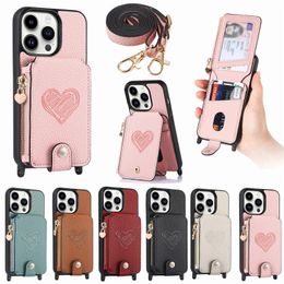 Multifuntional Wallet Cover For iPhone 14 Plus 13Pro 11 12 14 Pro Max Magnetic Stand Zipper Storage Sling Phone Leather Case