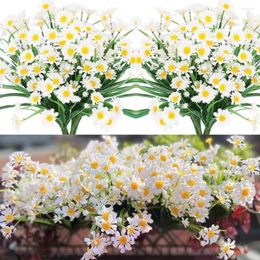 Decorative Flowers Artificial Daisy Flower Outdoor Fake Foliage Greenery Faux Plant For Grave Hanging Outside Planter Window Box Wedding