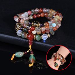 Bangle Natural Colorful Crystal Quartz Beads Buddhist Bracelet Necklace 108Pcs Prayer Bead Mala Bracelet/Necklace for Women Girl 230620