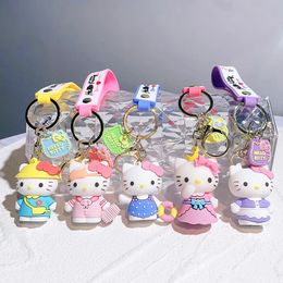 Wholesale 110 kinds Anime Toys Silicone doll cat keychain cute cartoon backpack key pendant car bag pendant keychain gift