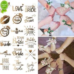 New 10pcs Team Bride Bridesmaid Tribe Temporary Tattoo Stickers Bachelorette Party Decor Wedding Bridal Shower Bride To Be Supplies
