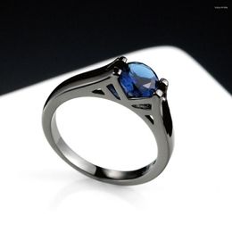 Cluster Rings Women's Ring Men's Simple Hip Hop Zircon Round Cut Blue Cubic Zirconia Black Gold Cocktail Party Fashion Jewellery