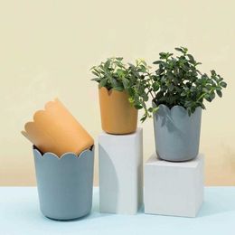 Planters Pots Flowerpot All Match Bright-colored Plastic Petal Edge Large Opening Flower Planter Home Creative Plastic Succulent Plant Pot Kit