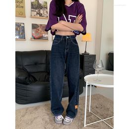 Vintage High Waist Grey Blue wide leg jeans men for Women - Korean Fashion Streetwear with Wide Leg and Straight Style