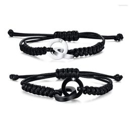 Link Bracelets Chain Interlocking Circles Rope Bracelet For Women Men Adjustable Simple Minimalist Unisex Couple Friendship Jewellery Raym22