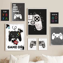 Game Controller Canvas Paintings Gaming Room Gamepad Abstract Posters and Prints Wall Art Pictures Gamer Gift for Boys Children Room Decor Modern Art Decoration w01