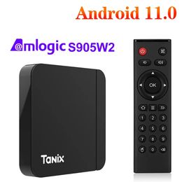 New Tanix W2 Android 11 Smart TV Box Amlogic S905W2 4GB 32GB 64GB 2.4G/5G Dual Wifi AV1 BT Set Top Box Media player