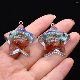 Pendant Necklaces 7 Chakras Natural Stone Orgonite Pendants Reiki Heal Five-pointed Star Resin Jewelry For Making Diy Women Necklace Gifts