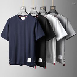 Men's T Shirts Light Luxury Fashion Brand 100 Pure Cotton T-shirt For Men 2023Summer Leisure Trend Back Contrast Stripe Round Neck Short