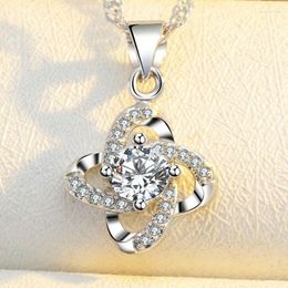 Pendant Necklaces NL-00949 2023 In Fashion Jewelry Silver Plated Clover Zircon Necklace Women's Day Gift 1 Dollar Item