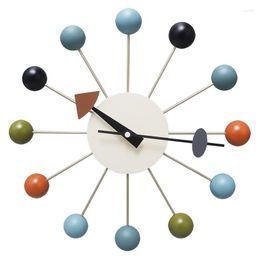 Wall Clocks Creative Art Wood Ball Candy Silent Quartz Import Movement 33cm Home Decor Horloge Watch For Livingroom Gifts