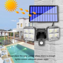 Waterproof Outdoor Solar Garden Decor Light 120LED, 2 Adjust Heads, Motion sensor, Split Install Indoor Outdoor Solar light for Garden Patio Yard Garage Security