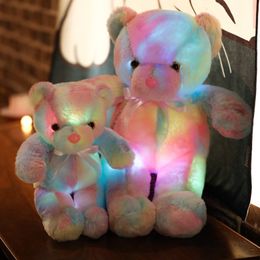 Plush Light - Up Toys Colorful Glowing Bear Plush Toy Creative Light Up LED nallebjörn fyllda djur Soft Doll Kids Pillow for Girls Christmas Gift 230621