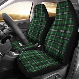 Car Seat Covers Green And White Plaid Black Or SUV Universal Fit Front Bucket Protectors
