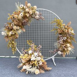 Dried Flowers Champagne Wedding Artificial Row Party Centerpieces Decor Wall Window Backdrop Arrange Props Leaf Hanging Floral