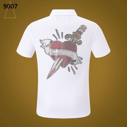 NEW PP Men's Polo Shirt Summer Skull Diamond Phillip Plain Short Sleeve Designer T Shirt Harajuku Tee Brand Skulls Print Tops Streetwear VS9007