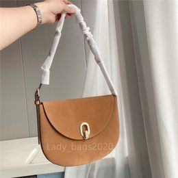 Savette Bag Tondo Axillary Totes Suede Soft Leather Half Moon Handbag Luxury Vintage Women Designer Bags Shoulder Strap Crossbody Clutch Tote Lady Purse