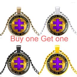 Pendant Necklaces Classic Bronze Cross Of Honour Design Glass Dome Necklace Men Women Vintage Jewellery Gifts