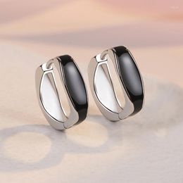Stud Earrings Classic 925 Silver Needle Fashion Men Women Black Geometric Temperament Ear Jewelry