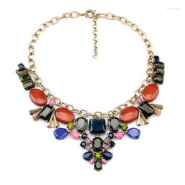 Pendant Necklaces Bulk Price Fashion Female Daily Accessories Antique Gold Colour Colourful Plant Resin Necklace