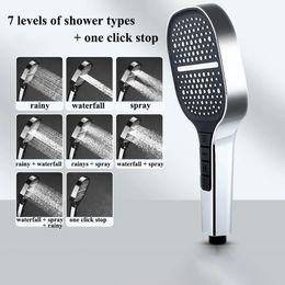 Other Faucets Showers Accs large Area Shower Head 7 Modes Adjustable High Quality Pressure Water Saving Flow Faucet Nozzle Bathroom Accessories 230620