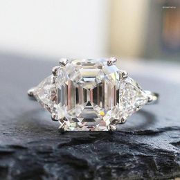 Wedding Rings 2023 Creative Classic Four-claw White Square Diamond Ring Big Zircon F402