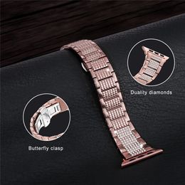 Premium Copper Bling Diamond Strap for Apple Watch Ultra Series 8 7 6 5 4 3 SE Butterfly Buckle Band