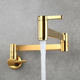 Kitchen Faucets Splash Proof Modern Basin Sink Wall Mount Tap Brass Faucet Easy Instal Spout Folding Arm Bathroom Double Switch