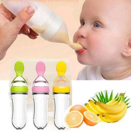 Baby Bottles# born Squeezing Feeding Bottle Silicone Training Rice Spoon Infant Cereal Food Supplement Feeder Safe Tableware Tools 230621