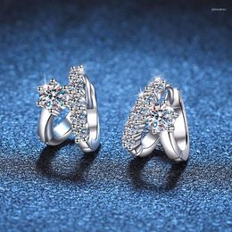Stud Earrings DMTOM S925 Sterling Silver 0.6ct Moissanite D For Women Drop Round Diamond Earring Party Fine Jewelry Gift