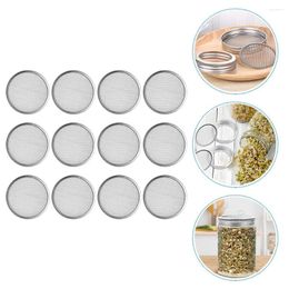 Dinnerware Sets 12 Pcs Stainless Steel Sprout Cover Sprouting Jar Lid Philtre Mesh Portable Screen Wide Mouth Mason Jars Caps Strainer