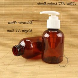 20pcs/lot Wholesale 120ml Plastic Lotion Bottle Empty Amber Women Cosmetic Contaier White Cap Refillable Shampoo Packaginghigh qty Aqetq