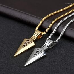 Pendant Necklaces Mens Vintage Arrow Necklace Multi-Color Stainless Steel Male Rock Punk Jewellery Gothic Halloween