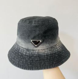 Designer Inverted Triangle Standard Japanese Gradient Jean Fisherman Hat Versatile Casual Sun Hat Distressed Retro Men and Women Same Style