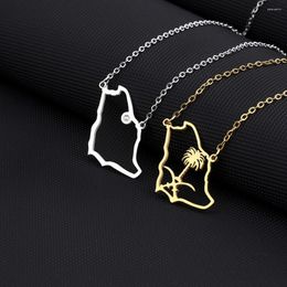 Chains Fashion Saudi Arabia Map Flag Pendant Necklace Stainless Steel Arab Emblem Men Women Ethnic Jewellery Patriotic Gift