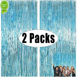 New 2Pack Metallic Foil Tinsel Fringe Curtain Wedding Mermaid Birthday Party Decoration Baby Shower Anniversary Photography Backdrop
