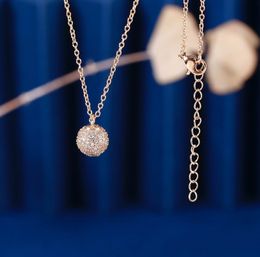 2023 lovely cute pendant Necklaces HIGH QUALITY long rose gold thin stainless steel chain diamond crystal ball design Women necklace with dust bag and box